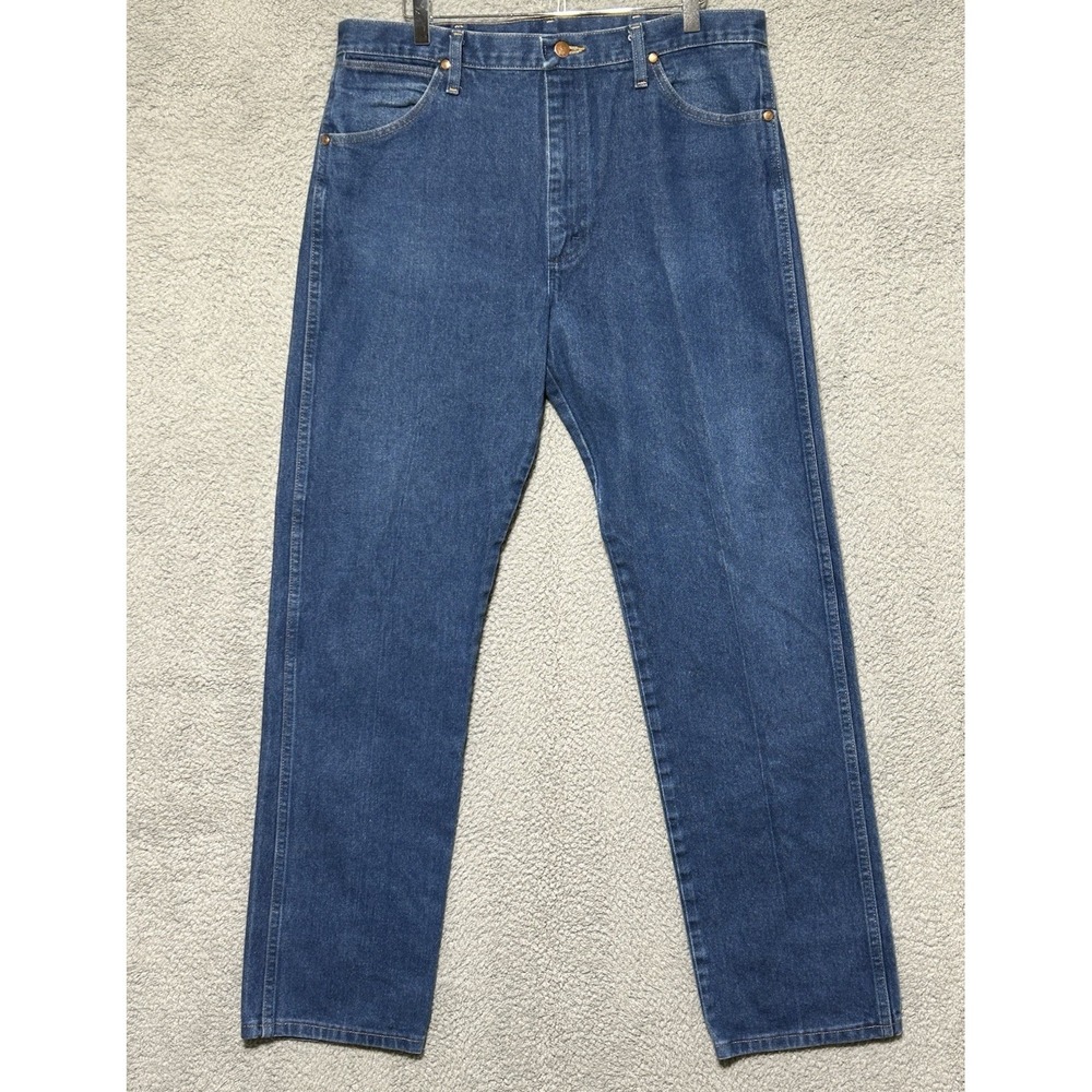 Wrangler Cowboy Cut Jeans Mens 36x34 Blue Original Fit 13MWZ Denim Rancher (3)